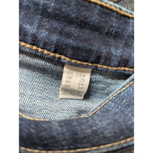 LOGO Straight Leg Denim Jeans W/ Gold Sequin Floral Embroidery Womens Plus 24W - Picture 6 of 7